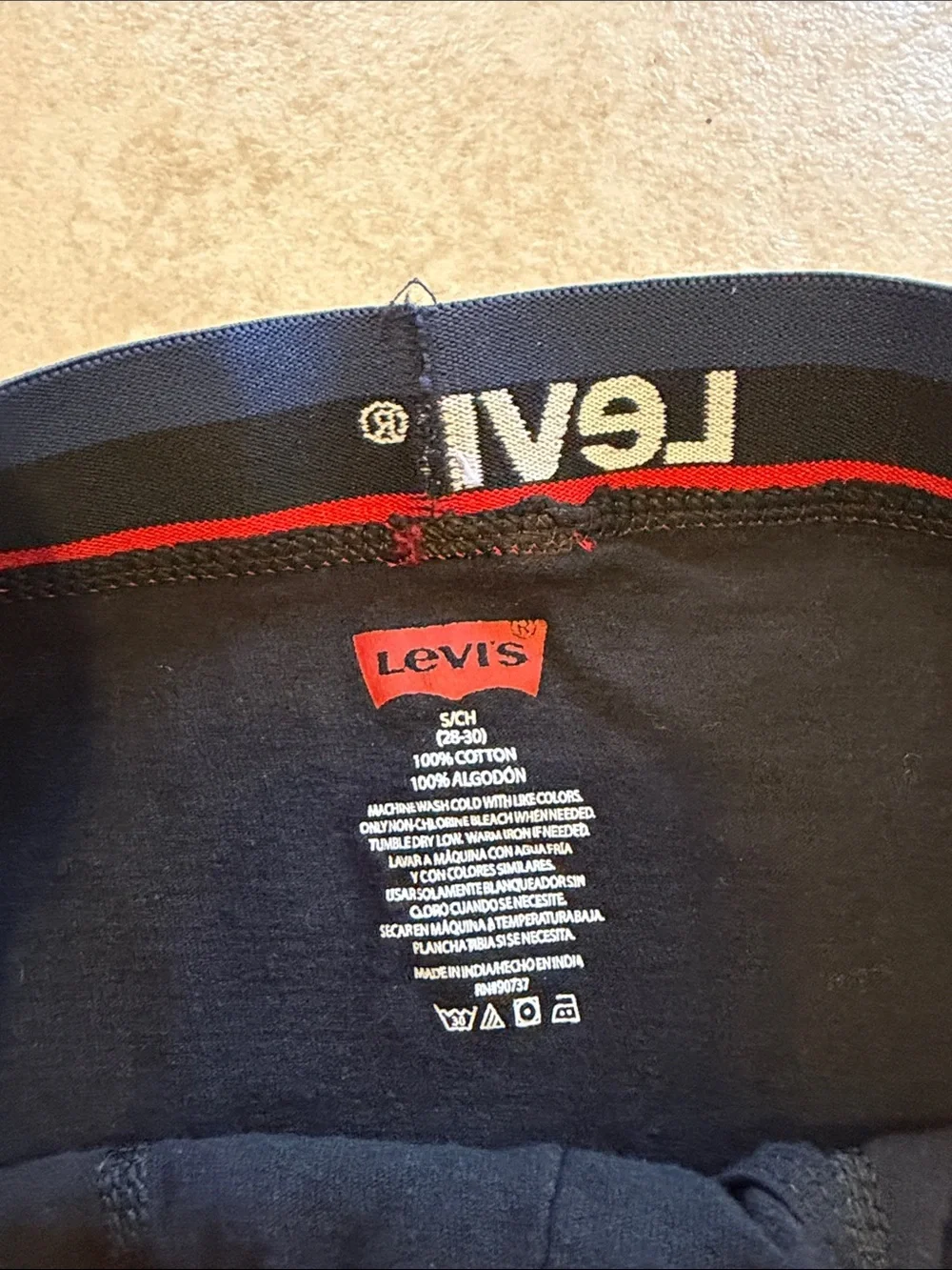 Levi's Black Boxer Briefs with Red, White & Navy Waistband